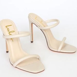 LuLus Off White Square-Toe High Heel Sandals